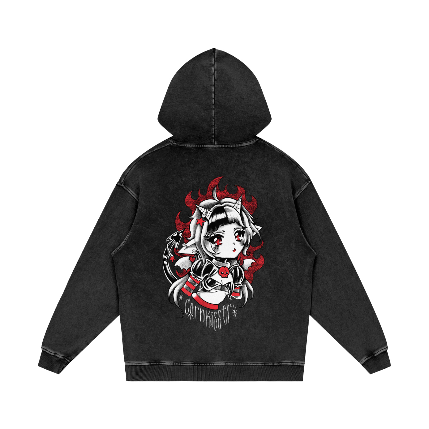 Snow Washed Loose Cotton Hoodie