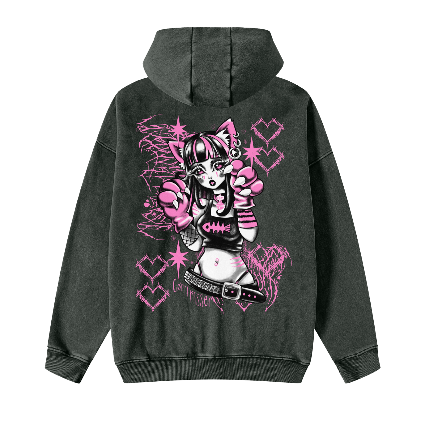 Snow Washed Zip-Through Fleece Hoodie