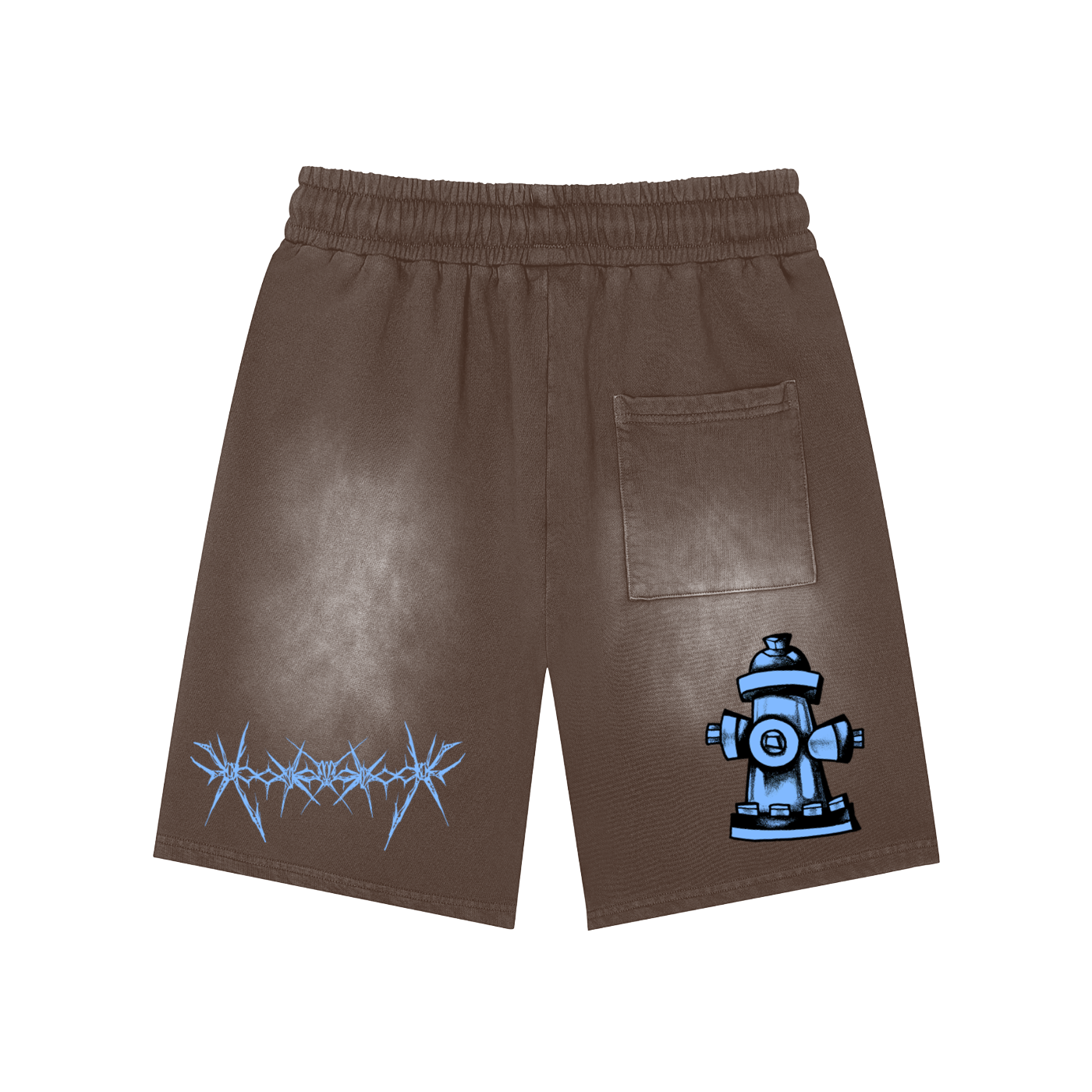 Rectangle Patch Monkey Washed Shorts