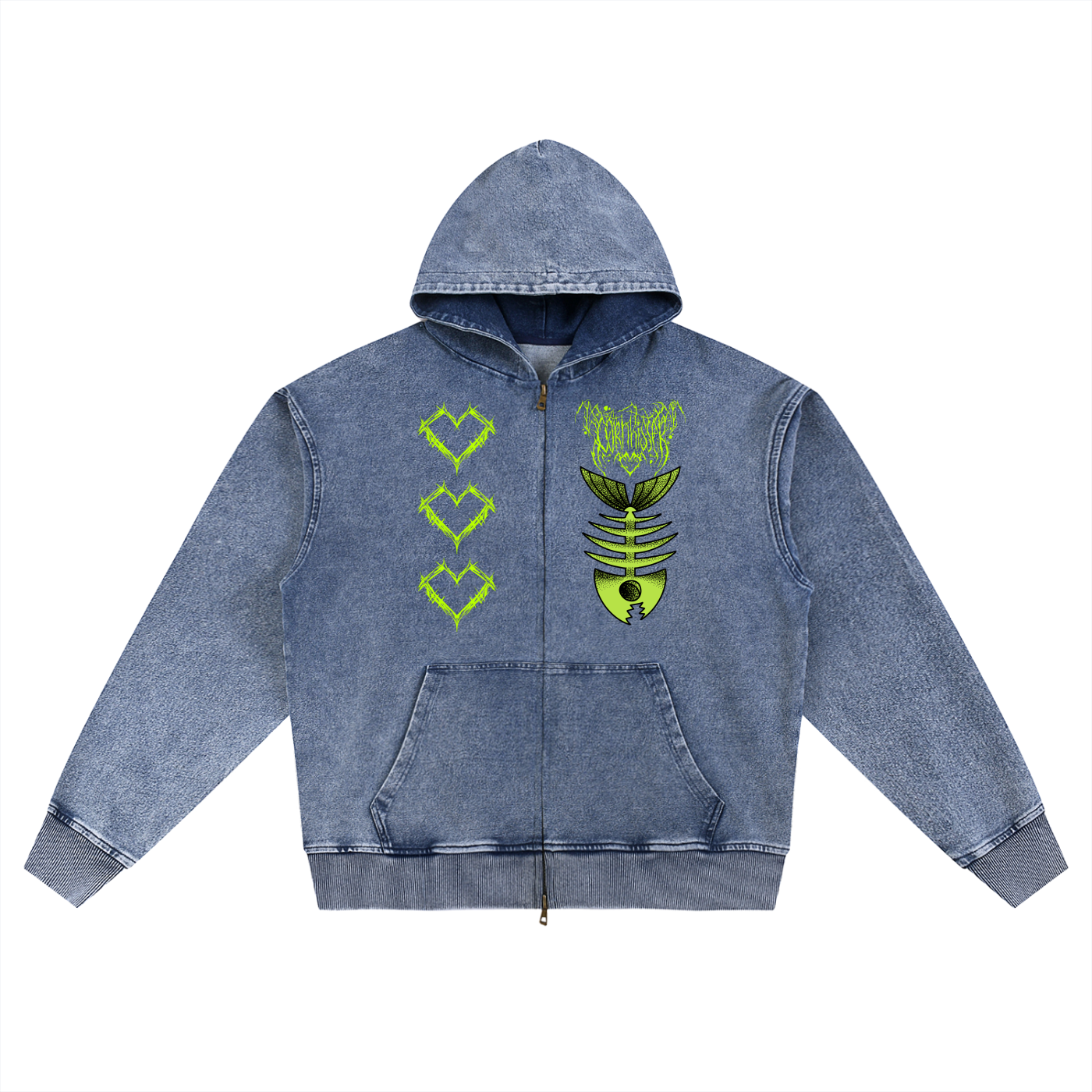 Snow Wash Oversized Zip-Up Hoodie