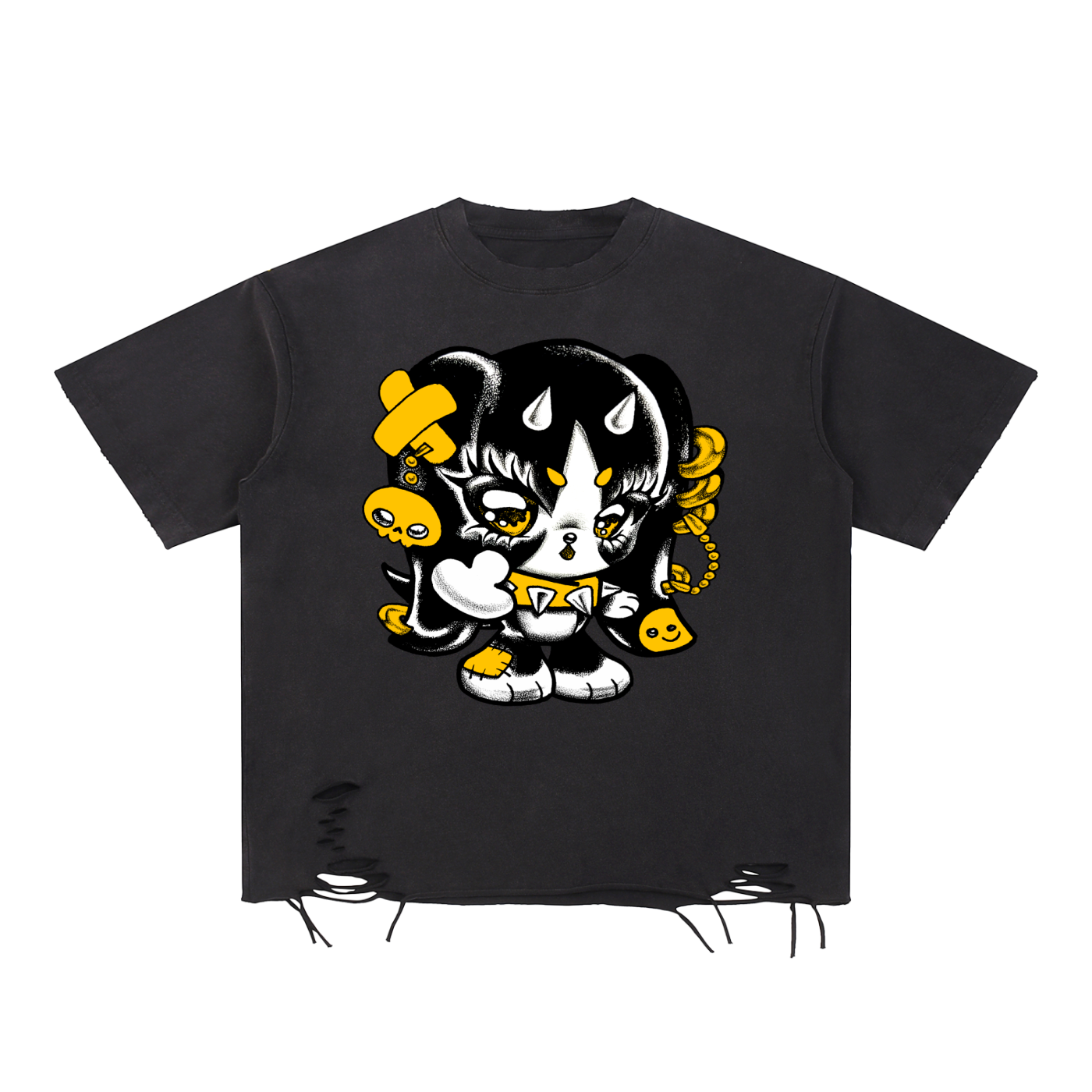 Snow Washed Raw-Hem T-Shirt