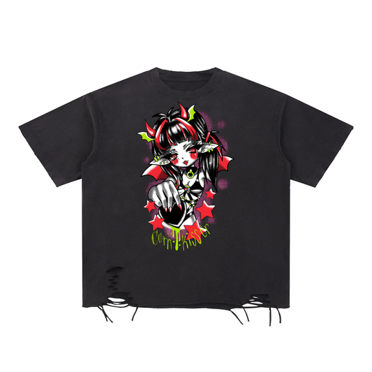 Snow Washed Raw-Hem T-Shirt