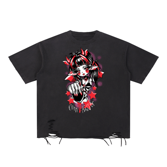 Snow Washed Raw-Hem T-Shirt