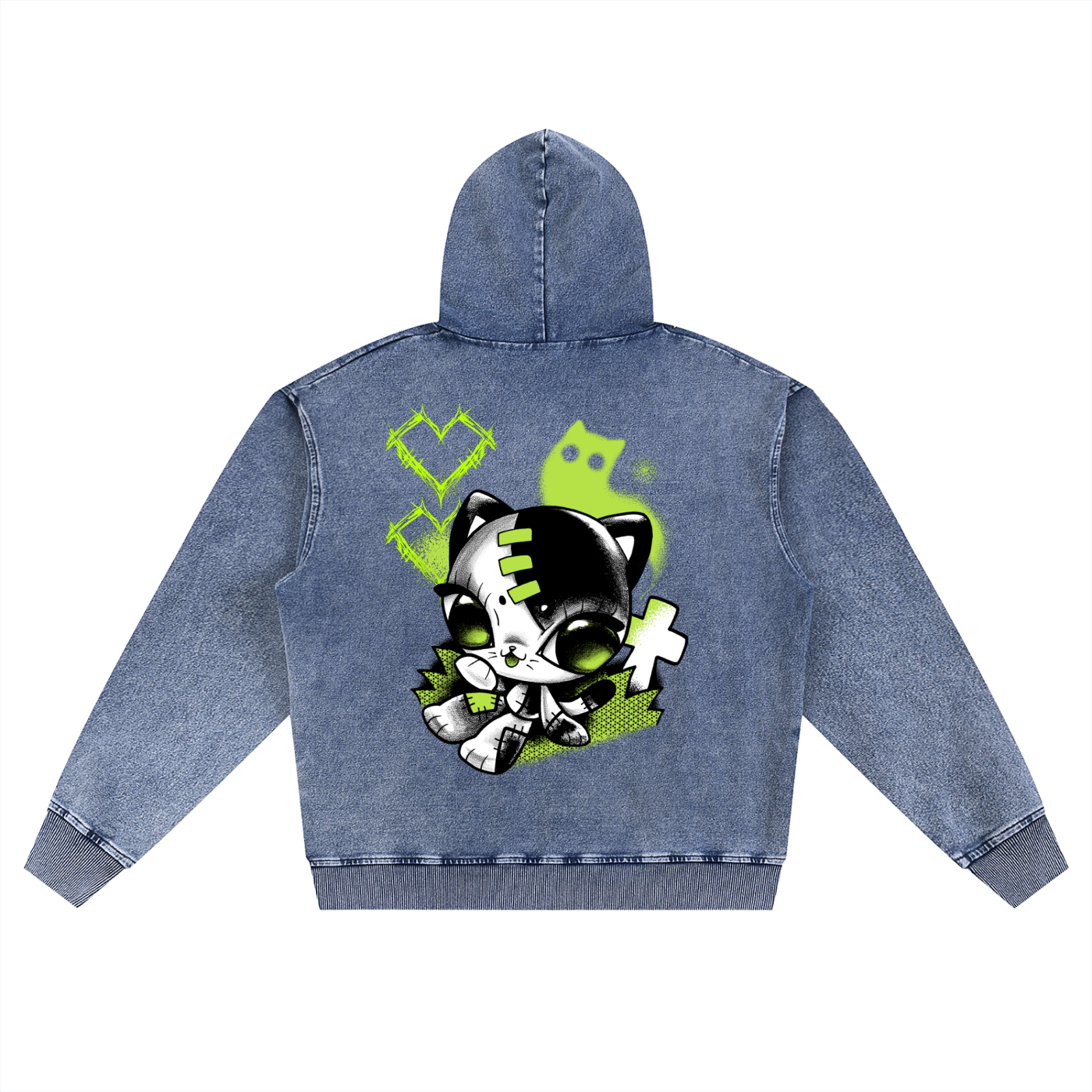 Snow Wash Oversized Zip-Up Hoodie