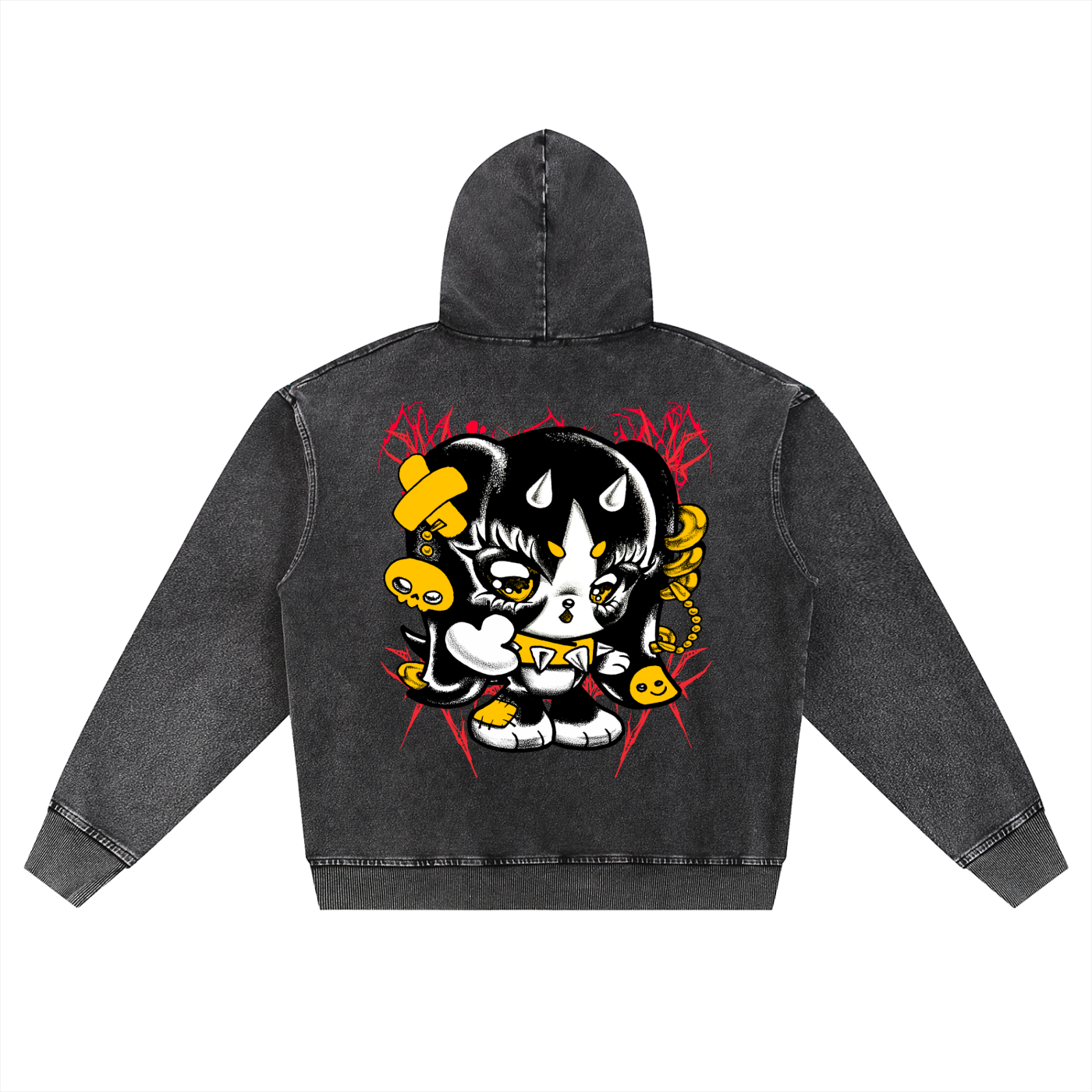Snow Wash Oversized Zip-Up Hoodie
