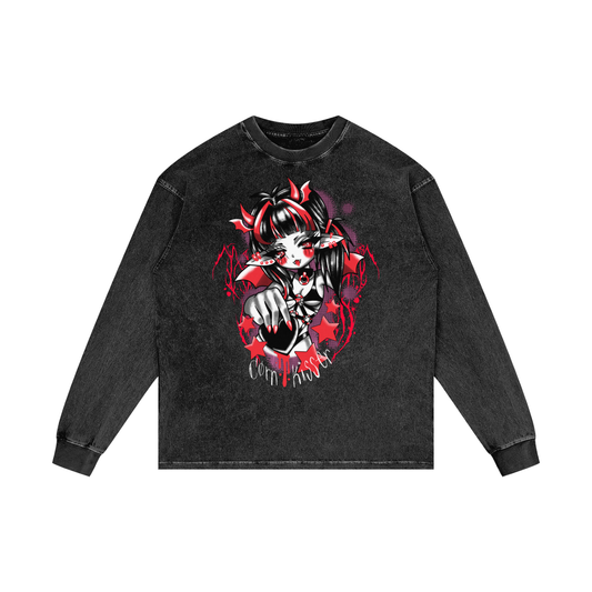 Acid Wash Oversize Long Sleeve T-Shirt