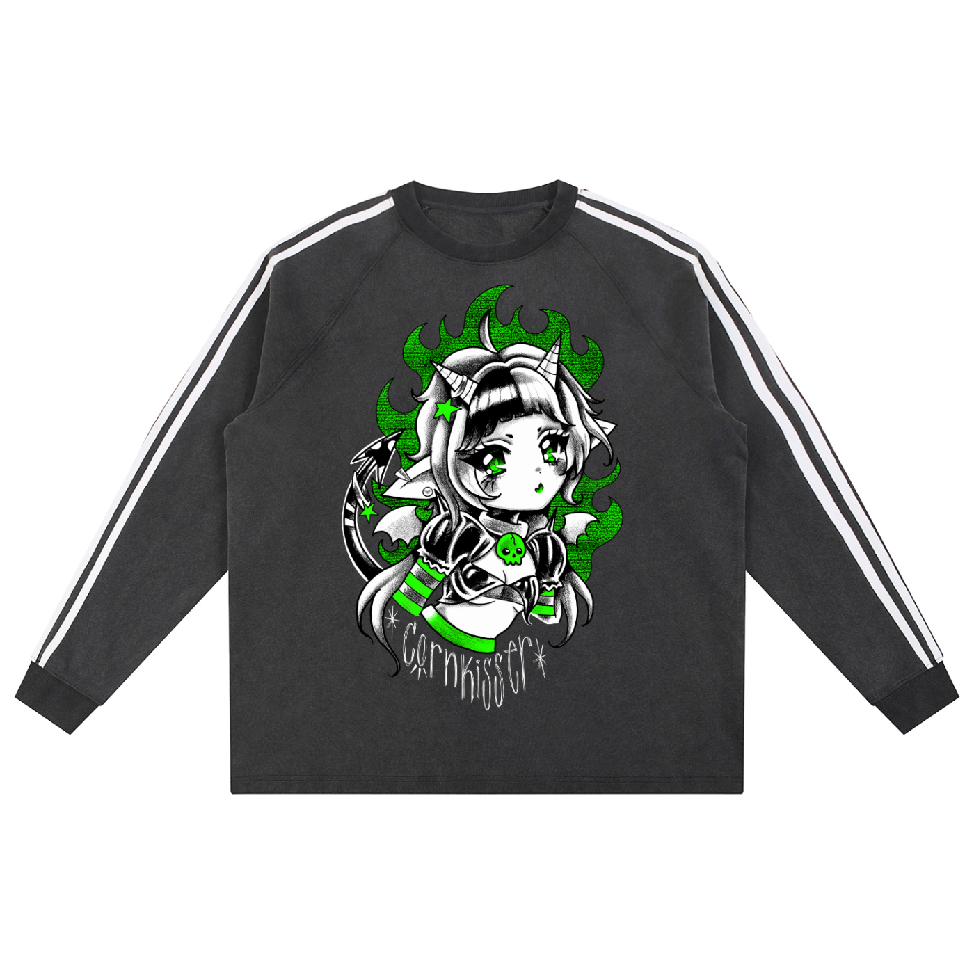 Green Imp Snow Washed Contrast Tape Sweatshirt