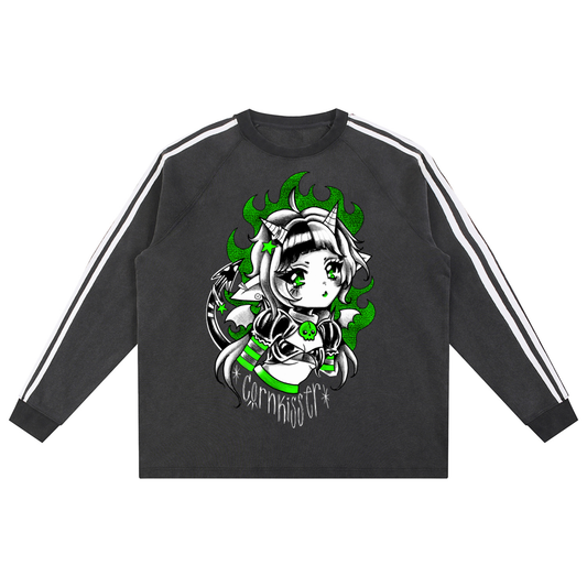 Green Imp Snow Washed Contrast Tape Sweatshirt