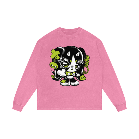 Acid Wash Oversize Long Sleeve T-Shirt