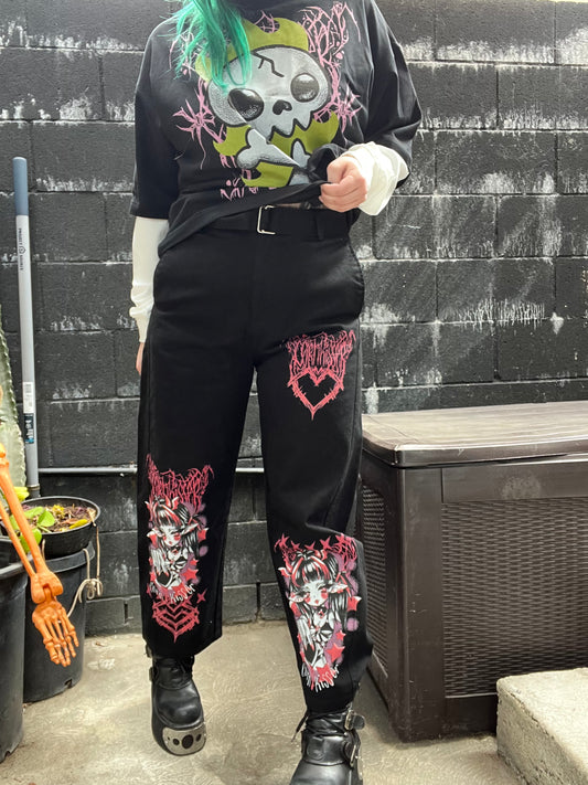 Belted Barrel-leg Chino Pants