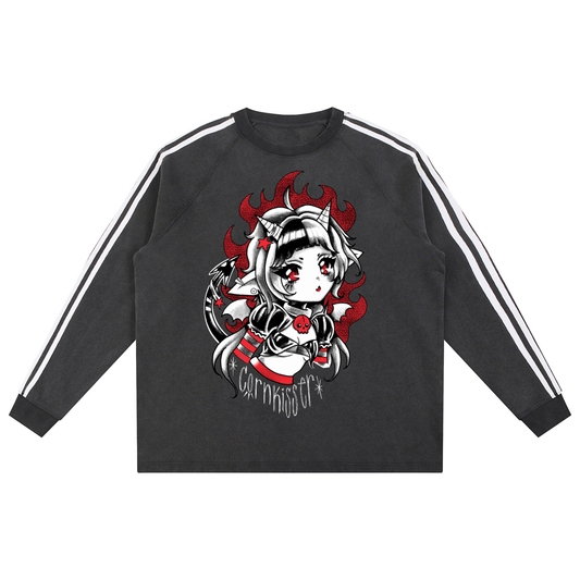 Snow Washed Contrast Tape Sweatshirt