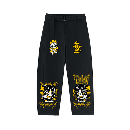 Belted Barrel-leg Chino Pants