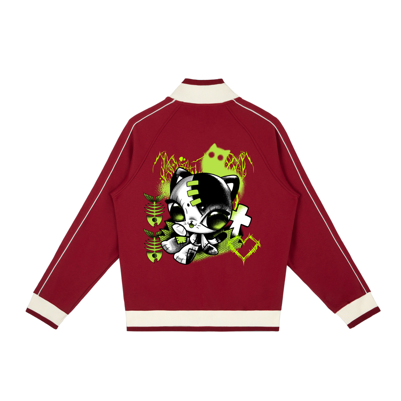 Color Block Raglan Sleeve Zip Track Jacket