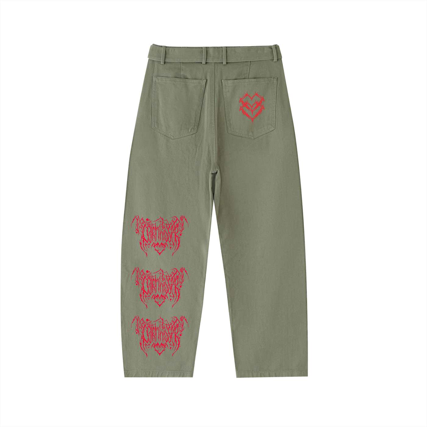 Belted Barrel-leg Chino Pants