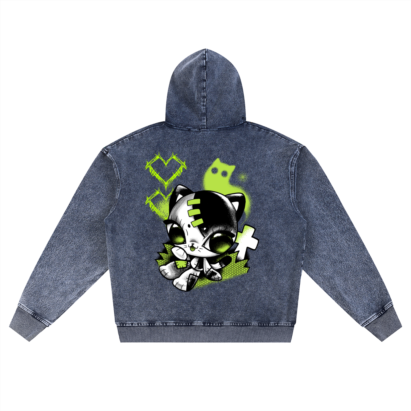 Snow Wash Oversized Zip-Up Hoodie