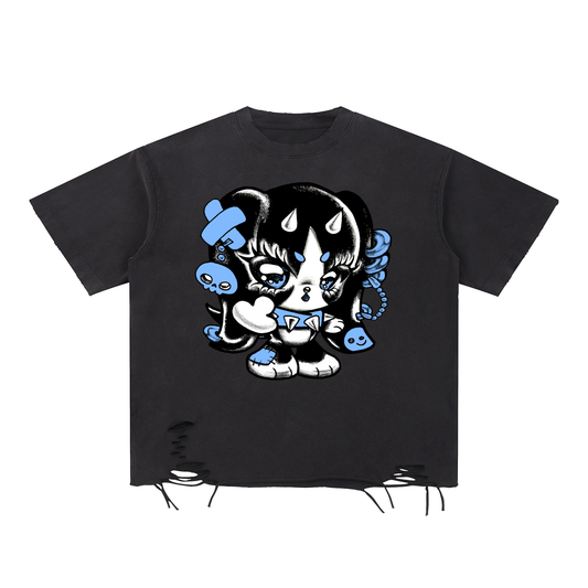 Snow Washed Raw-Hem T-Shirt