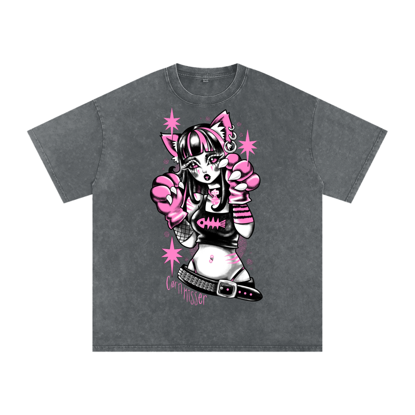 Snow Washed Oversized Cotton T-Shirt