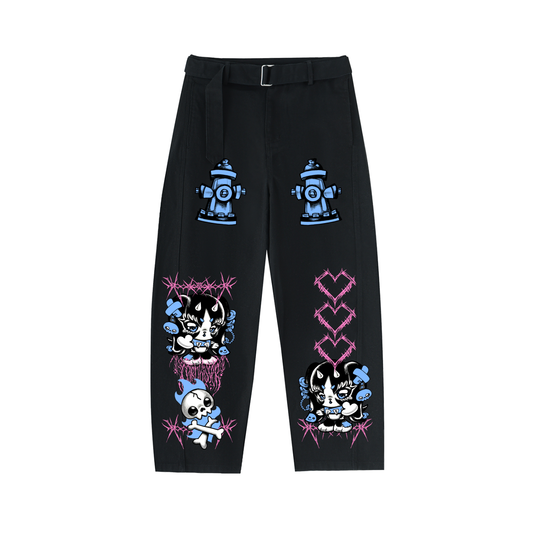 Belted Barrel-leg Chino Pants