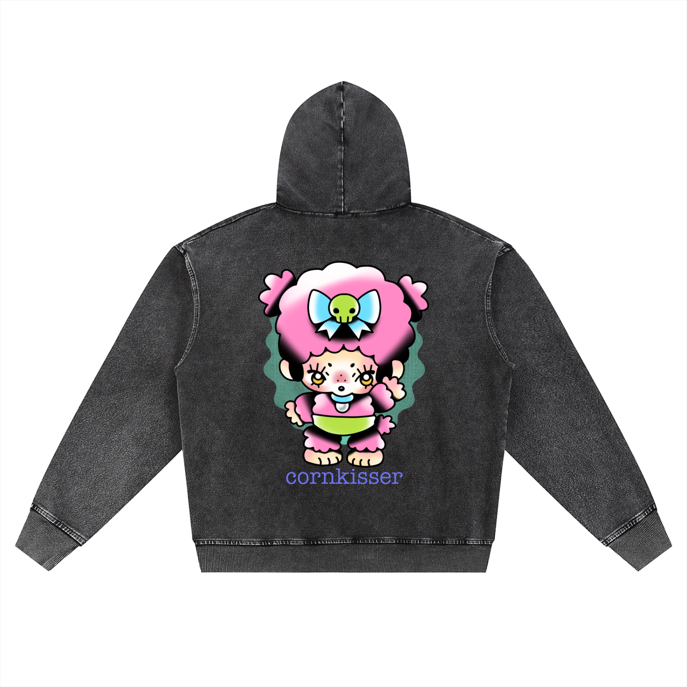 Snow Wash Oversized Zip-Up Hoodie