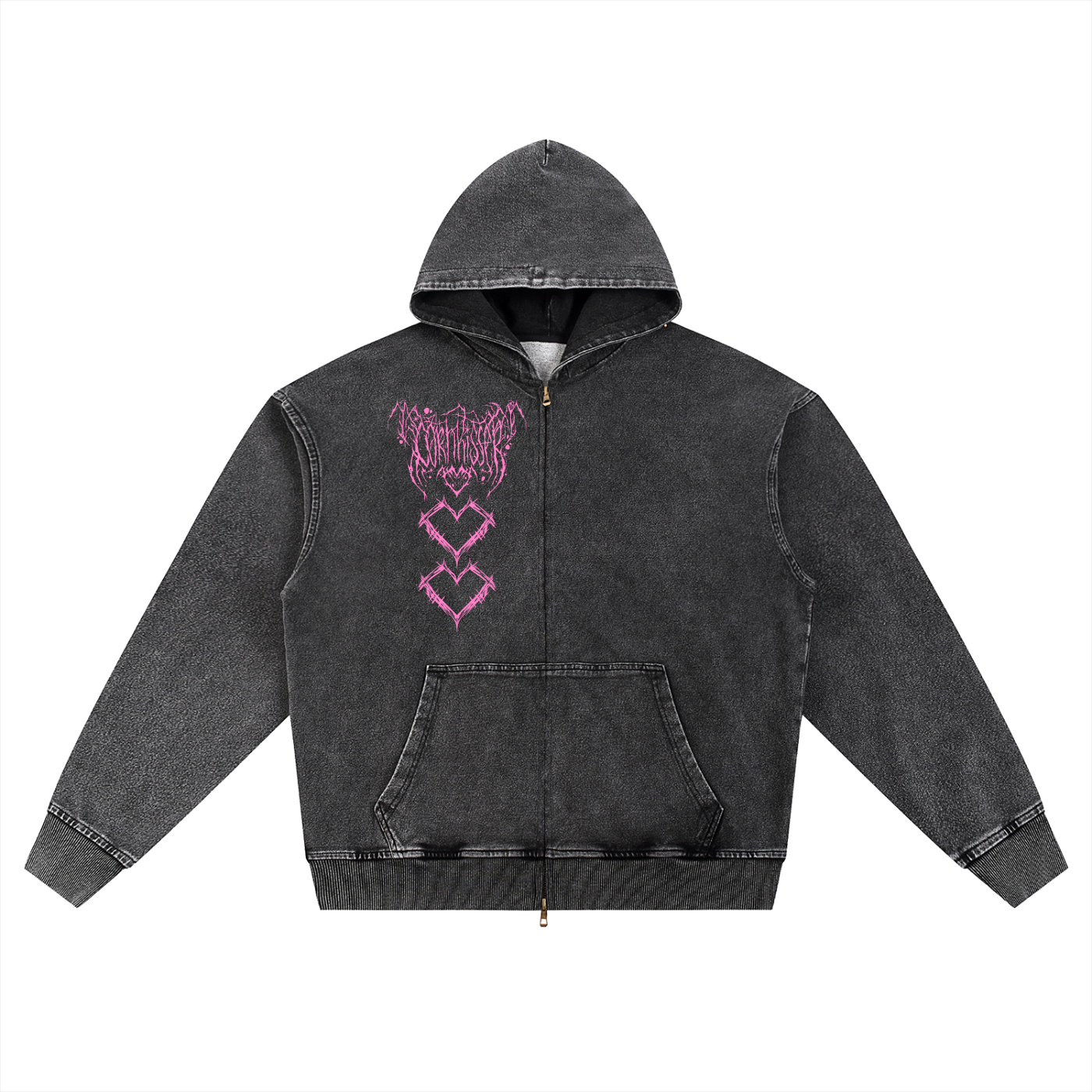 Snow Wash Oversized Zip-Up Hoodie