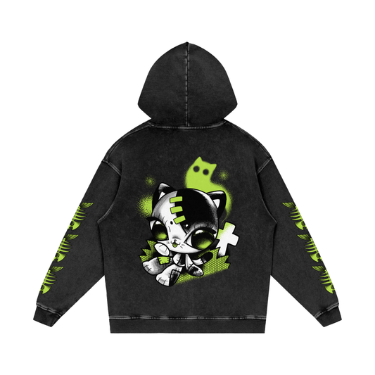 Snow Washed Loose Cotton Hoodie