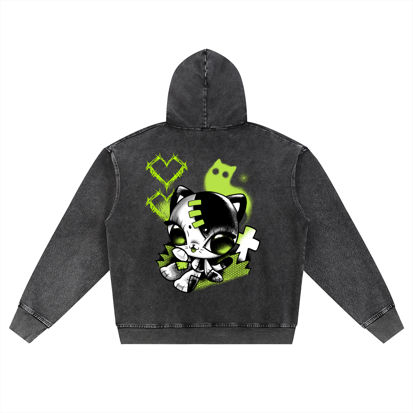 Snow Wash Oversized Zip-Up Hoodie