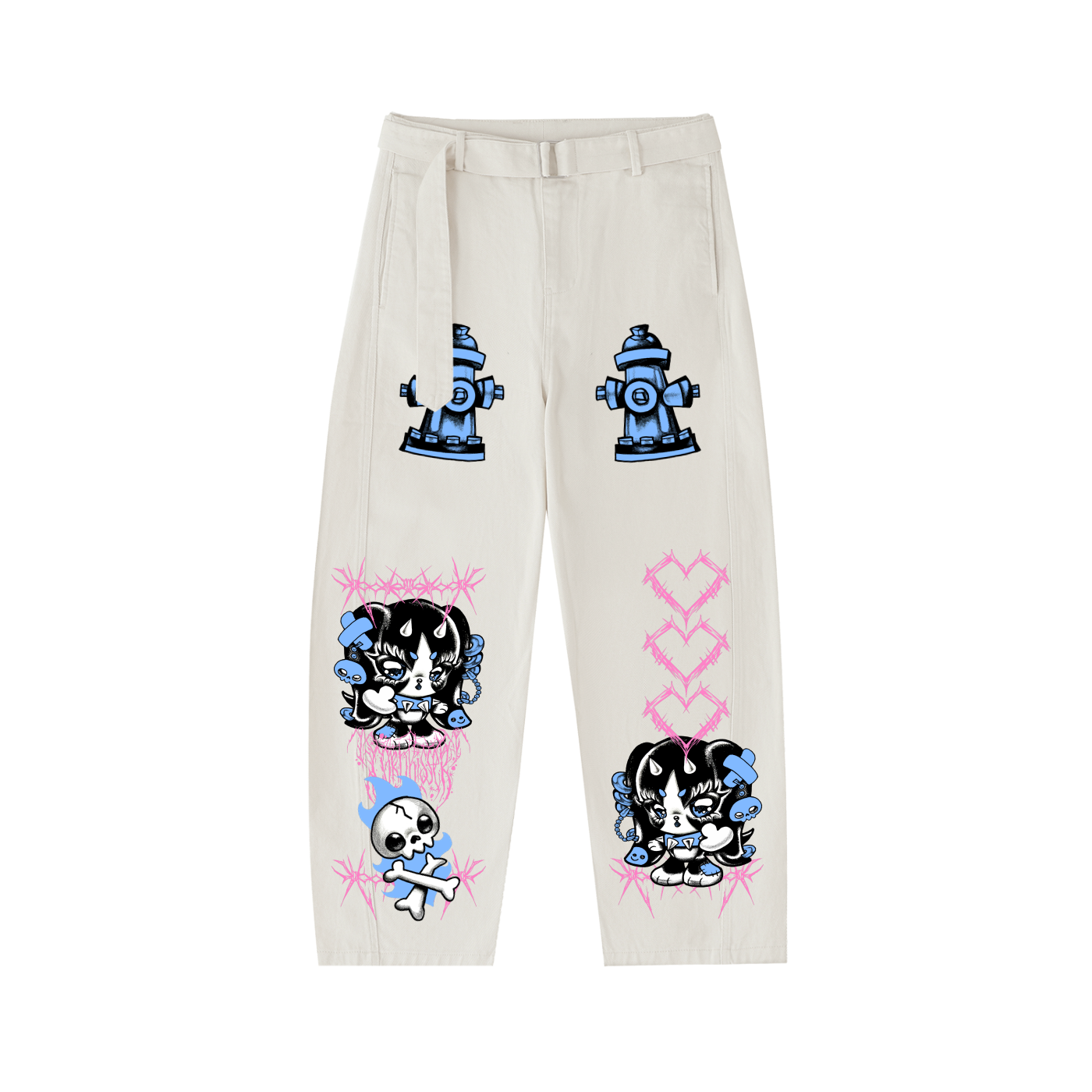 Belted Barrel-leg Chino Pants