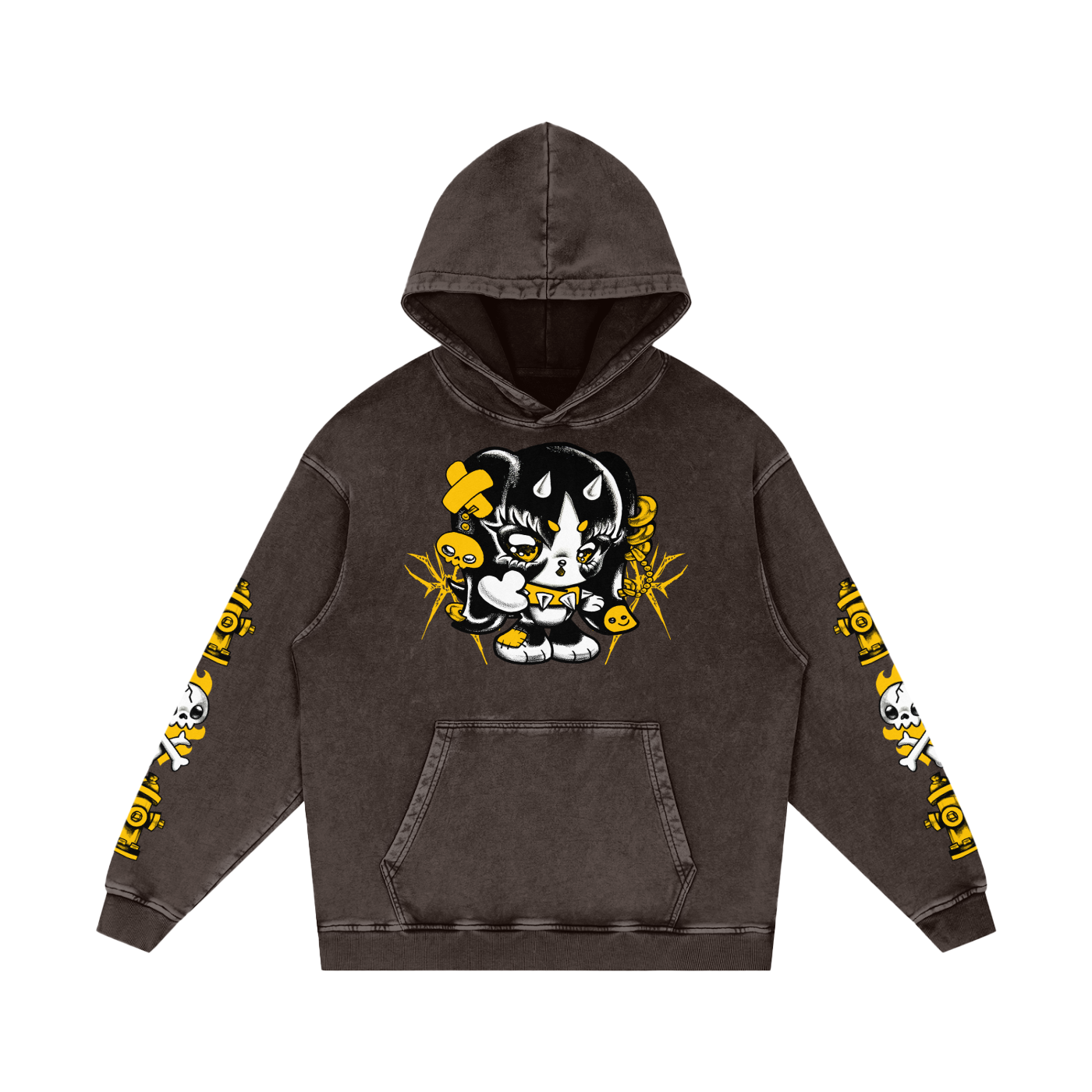 Snow Washed Loose Cotton Hoodie