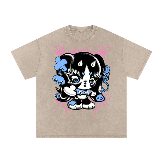 Snow Washed Oversized Cotton T-Shirt