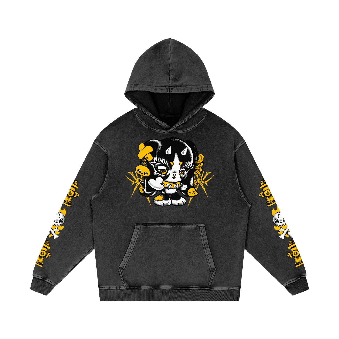 Snow Washed Loose Cotton Hoodie